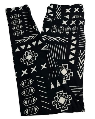 LuLaRoe Leggings OS One Size AZTEC BLACK White Tribal Stripe Chevron Ships FAST