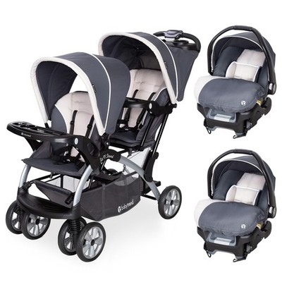 Baby Trend Sit N Stand Baby Double Stroller and 2 Infant Car Seat Combo