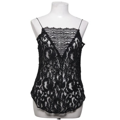 Custommade, Top, Größe: 38, Schwarz, Baumwolle/Polyamid/Polyester, Blumen #7SE