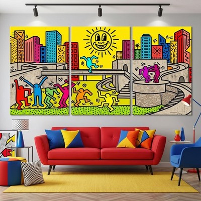Keith Haring Dancing Men.  XXL Pop Art Acrylglas oder Leinwand Kunst Druck Bild