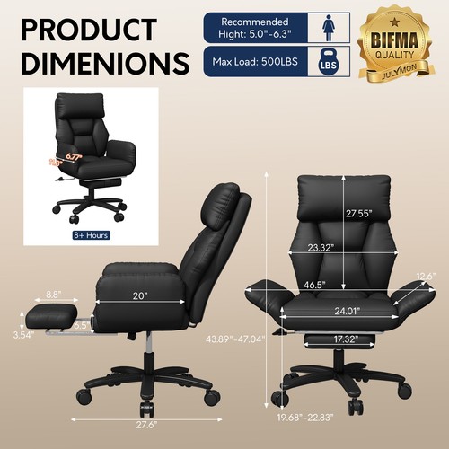 Big and Tall Office Chair Executive Desk Chair with Footrest High Office Chair - Picture 19 of 58