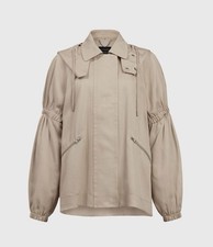 Allsaints Cherry Hooded Zippered Jacket Tan/Beige Size M
