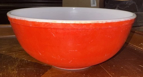 Vintage Pyrex Mixing Bowl Red 404 Primary Color USA 4qt Large  10” Nesting USA