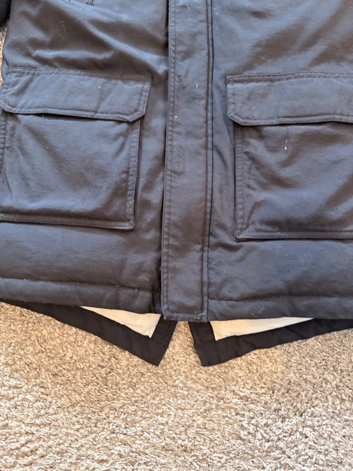 Parka de plumón superior Eddie Bauer para niños Abrigo Chaqueta Negro Bolsillos 10/12 Foto 2 de 4