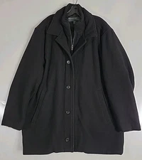 Perry Ellis Portfolio Overcoat Mens XL Black Wool Cashmere Blend Oversized Coat