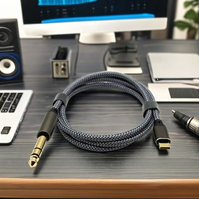 Universal USB Type C to 6.5mm TRS Adapter Cable Studio Signal Transmission