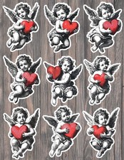 Cherub With Heart Die Cut Vinyl Stickers Set Scrapbooking Laptop Waterbottle