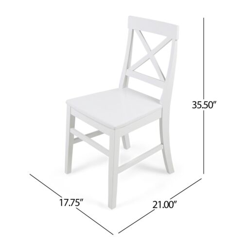 Acacia Wood Dining Chairs, White - Set of 2, Fits Modern Decor - Picture 9 of 12