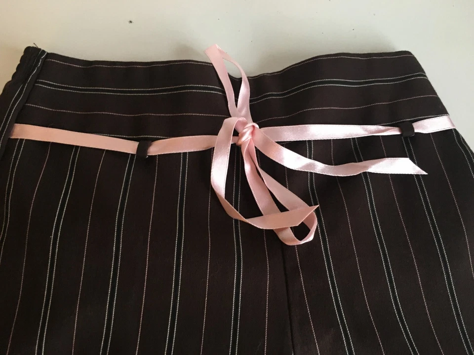 Pantalones a Rayas Amy Byer Niñas Marrón con Cinta Rosa Talla 6 Foto 2 de 4