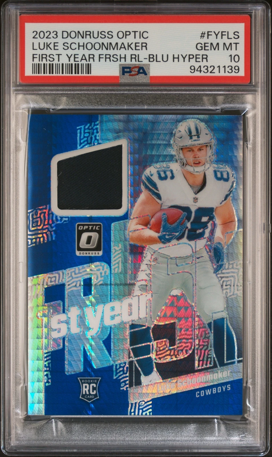 Luke Schoonmaker Panini Donruss Optic First Year Fresh Relics #FYFLS Gold