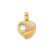 Small Tiny Womens 14k 3C Gold Love Heart Pendant Charm For Necklace or Chain