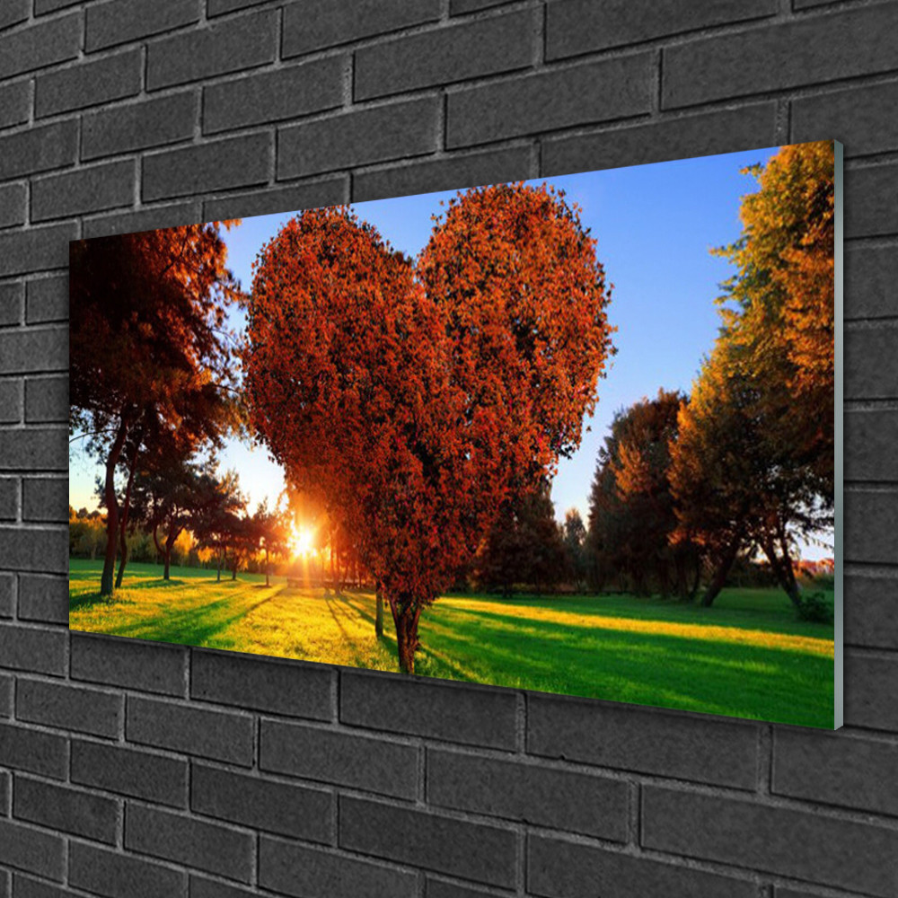 Tableau sur verre impression nature 100x50 cm Arbres Solaires pour salon