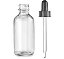 2oz Clear Boston Glass Bottles with Glass Eye Dropper