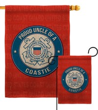 Proud Uncle Coastie Burlap Garden Flag Coast Guard Armed ForcesYard House Banner