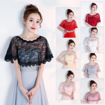 Braut Spitze Cape Blumen Schal transparent Umhang Poncho Party Hochzeit elegant Sommer