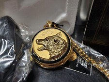 Timber Wolf Spirit Cry Of The Wolf Franklin Mint Pocket Watch B11YQ13