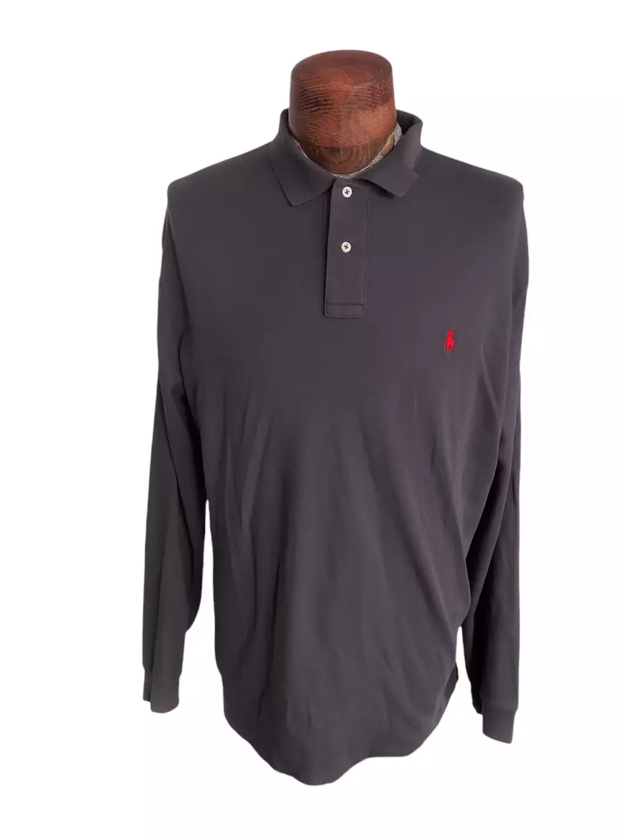 Dark grey long top sleeve polo shirt