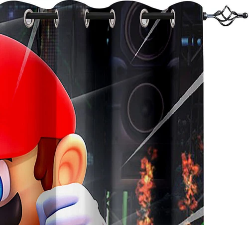Super Mario 3D Pair Thick Blackout Window Curtains Thermal Ring Top Eyelet Gifts - Picture 32 of 61