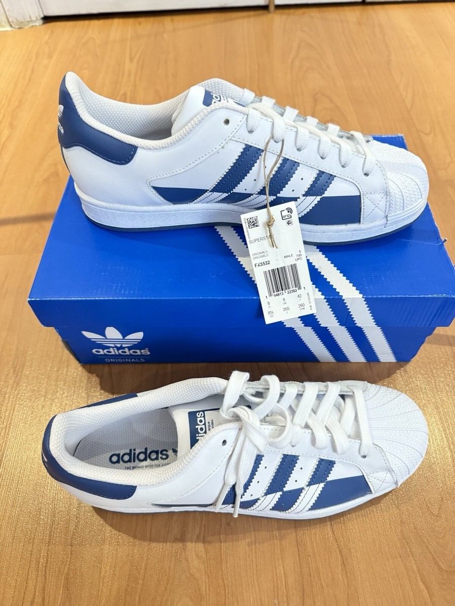 adidas Superstar Original Shell Toe Cloud White Blue Split adidas Superstar Original Shell Toe Cloud White Blue Split