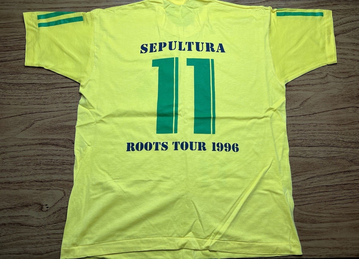 New 1996 Sepultura Brazil Jersey Brasil Roots Tour 96 Band Tee 