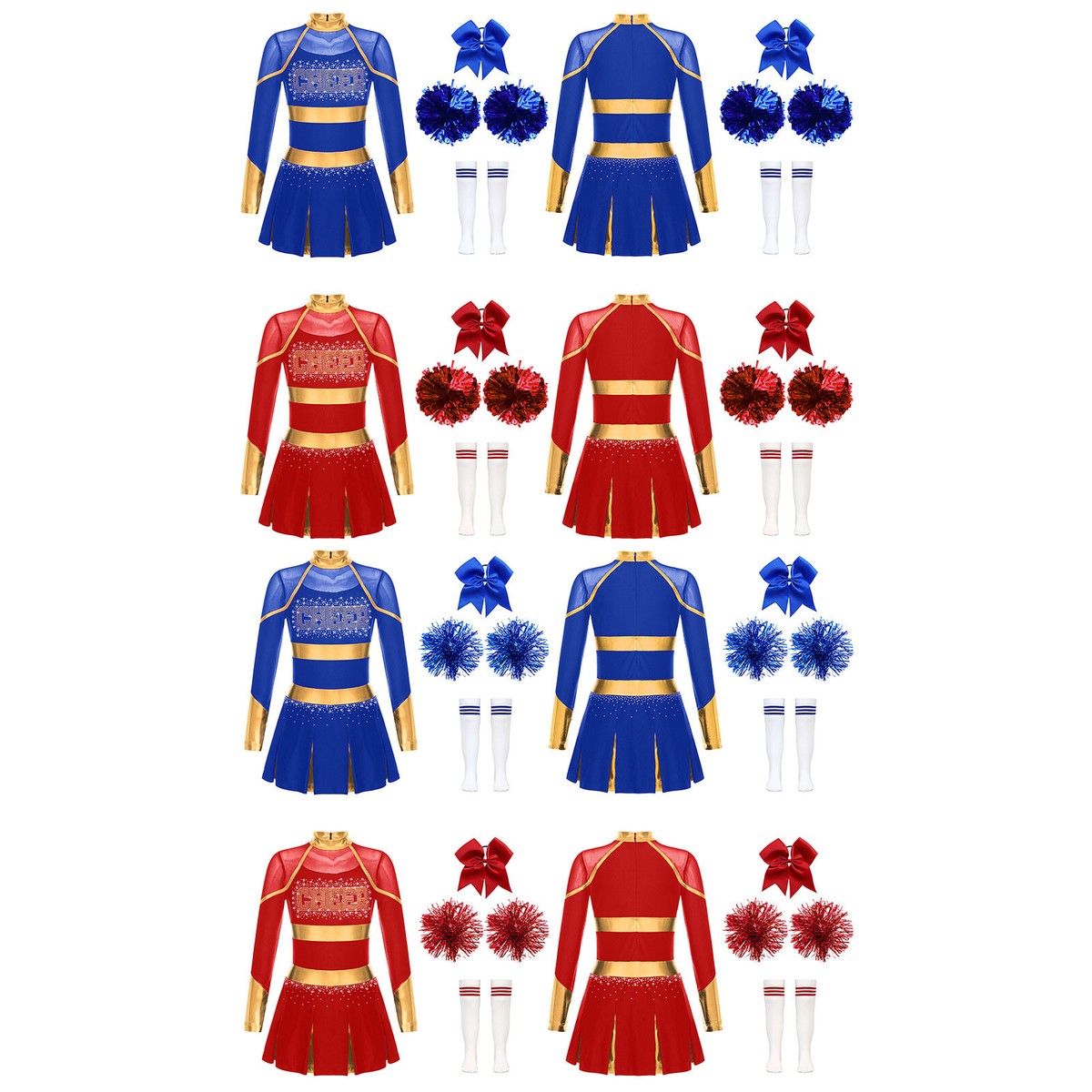 Niñas Uniforme de Animadora Vestido Animadora Líder Juegos con disfraces para Fiesta de Carnaval