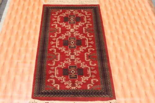 2.6x4 Hand Knotted Afghan Oriental Decorative Red Colour Traditional rug - Picture 2 of 6