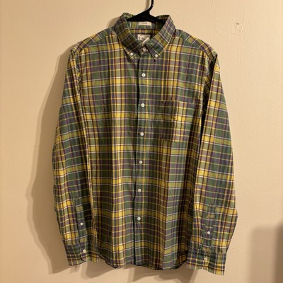 J.Crew Shirt  Men s Size M Indian Madras Yellow Green Purple Plaid Button Down