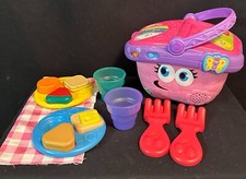 Leapfrog Shapes and Sharing Picnic Basket with Food Plates Cups Forks