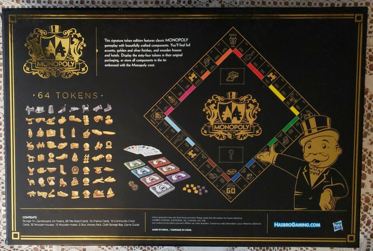 Hasbro Gaming Monopoly 64 Pieces Signature Token Edition Board