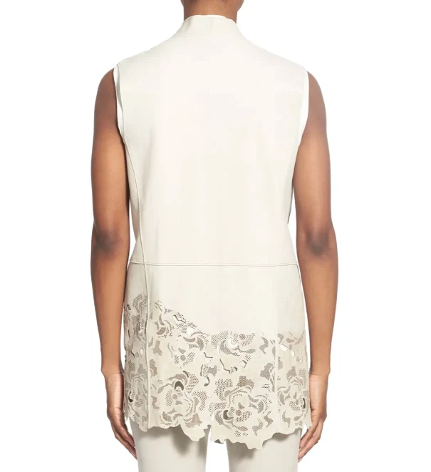 Кожаный жилет лазерной резки Elie Tahari Laila размер большой L139008 - Изображение 2 из 4