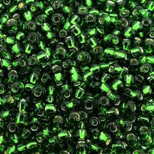 Toho Japanese Seed Beads Round Rocaille Size 8/0, 28 Grams, Silver Lined Green