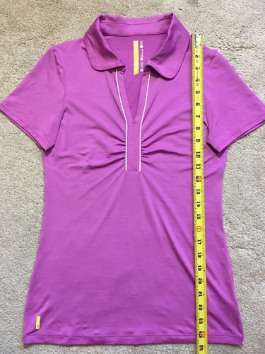 EUC Lole UPF 50+ Ruched Buttonless Short Sleeve Polo Shirt PURPLE SMALL MSRP $90 - Picture 8 of 12
