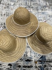 3 X Infinity Headwear Unisex Straw Natural Beach Sun Hat Wide Brim UPF50 S-M