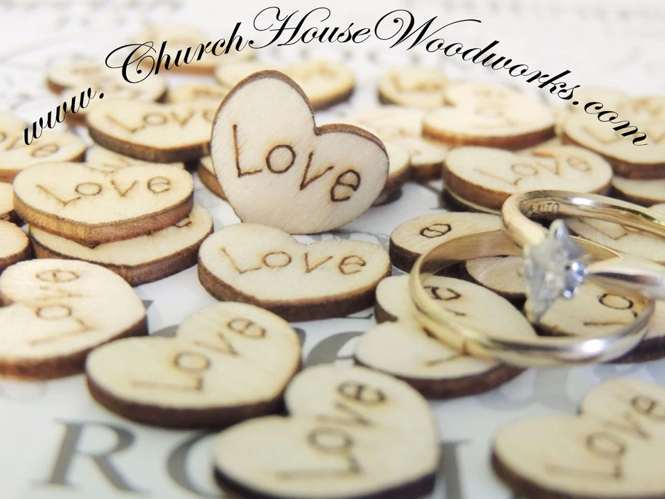 100 wood love hearts for rustic wedding, venue decor, confetti, wood hearts USA - Image 4 of 4