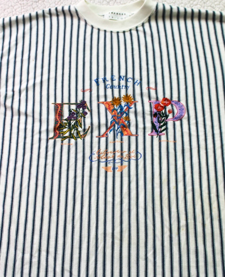 Camiseta De Colección Express Tricot Francés Country Rayas Floral Manga Corta MEDIANA Foto 2 de 4