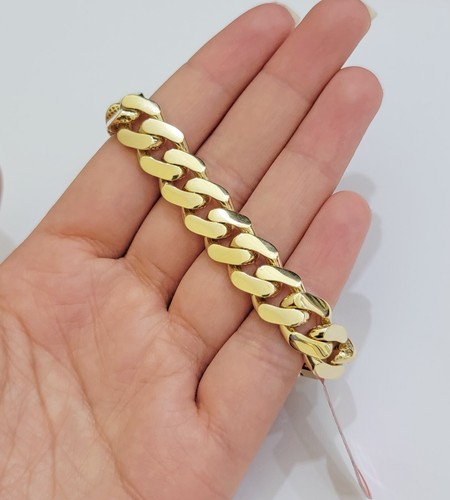 Real 10k Gold Bracelet 12mm Royal Miami Cuban Link 8 inch Men's 10kt Yellow Gold - Picture 9 of 10