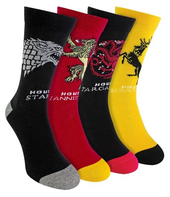 4 Pairs Game of Thrones Socks | Novelty Fun House of Dragon Socks, Got Gifts