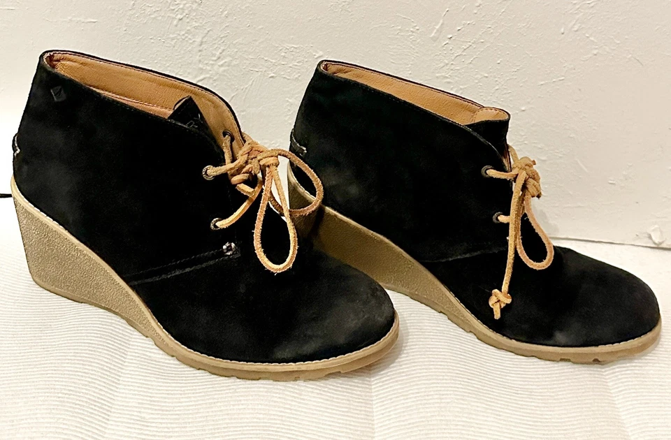 Женские сапоги Sperry Top Sider черные замшевые кожаные на танкетке на каблуках размер 9,5 богемное - Изображение 4 из 4