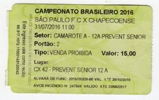 Boleto BRA FC Sao Paulo - Chapecoense 31.07.2016