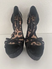 Philipp Plein Black Crystal Platform Sandals US 8.5/EU 39