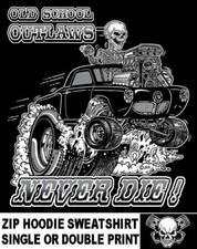 Bullet Nose Studebaker Old School Outlaw Race Car Skull Zip Hoodie Sweatshirt