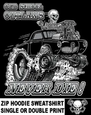 BULLET NOSE STUDEBAKER OLD SCHOOL OUTLAW RACE CAR SKULL ZIP HOODIE SWEATSHIRT