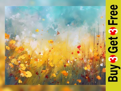 Wildflower Bliss: Aquarelldruck unter blauem Himmel 5''x7''