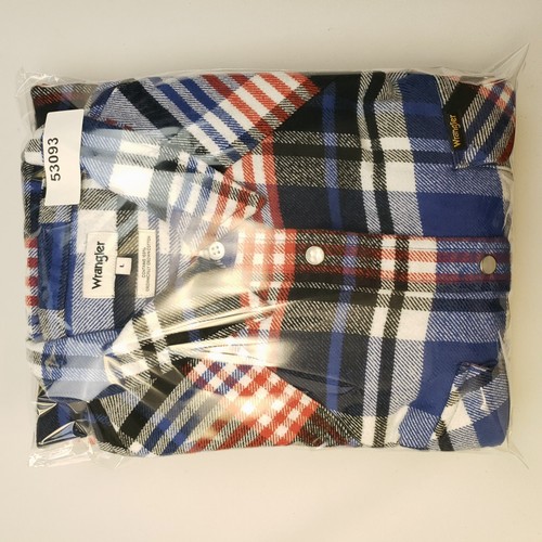 Wrangler Womens Flannel Overshirt Dress Western LARGE BAGGY LOOSE THICK Red Blue - Picture 16 of 16