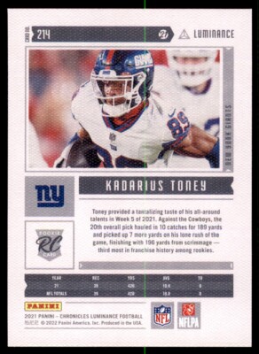 2021 Panini Chronicles - Luminance Update Rookies Kadarius 2021 Panini Chronicles - Luminance Update Rookies Kadarius