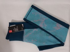 Image of UNDER ARMOUR WOMEN'S HEATGEAR PRINTED CROP CAPRI TEAL SZ XS OR S #1320551-NWT
