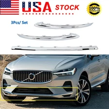 Left+Center+Right For 2022-24 Volvo XC60 Chrome Front Lower Bumper Molding Trim