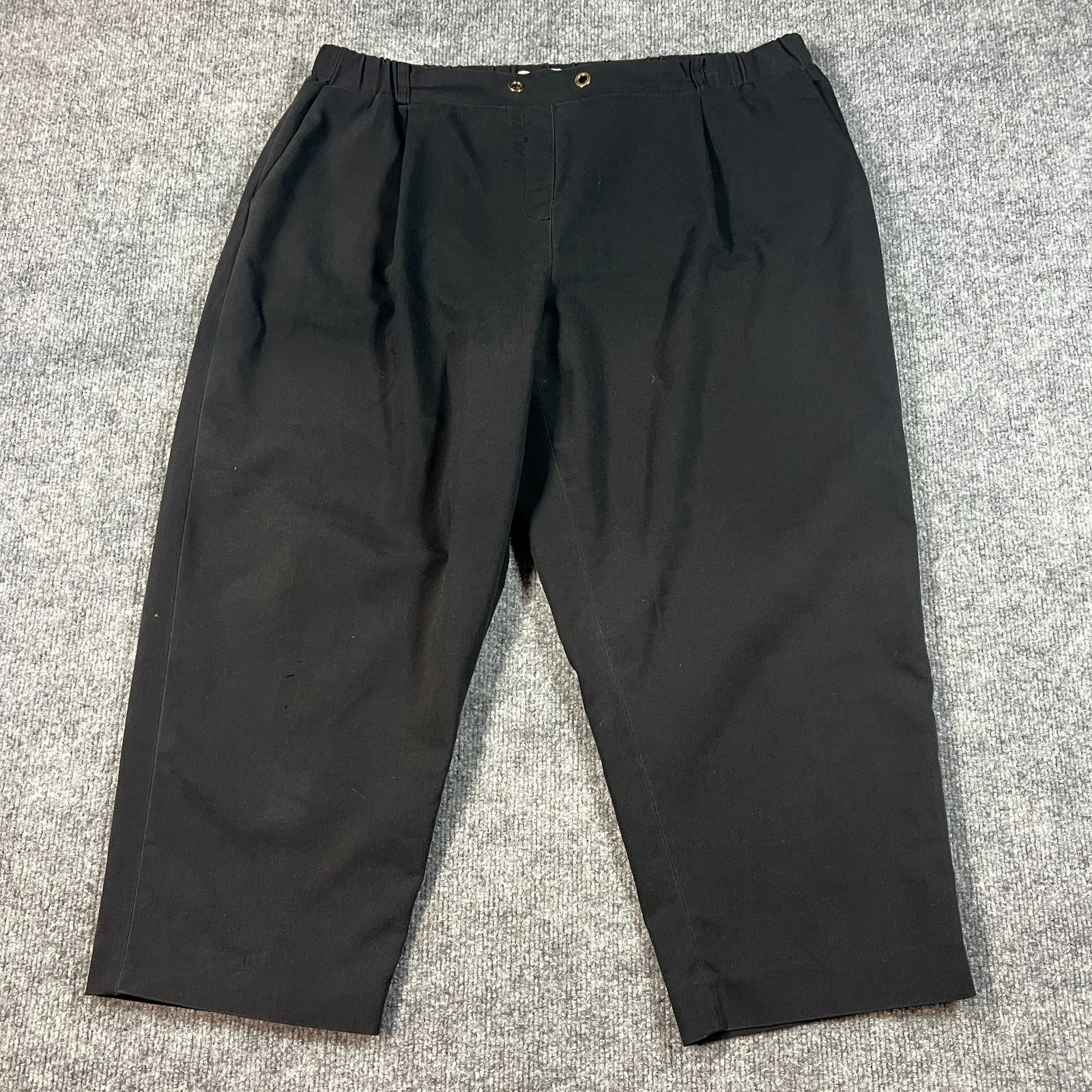 Calvin Klein Capri Pants Womens XL Black Stretch Flat Front High Rise Straight