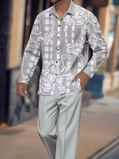 Men's Outfit 2 Piece Set Shirt Pants Suit PLUS SIZE BIG 3XL