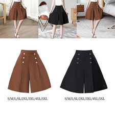Kurze Culottes für Damen, einfarbig, knielange Hose für Büro, Party, Strand
